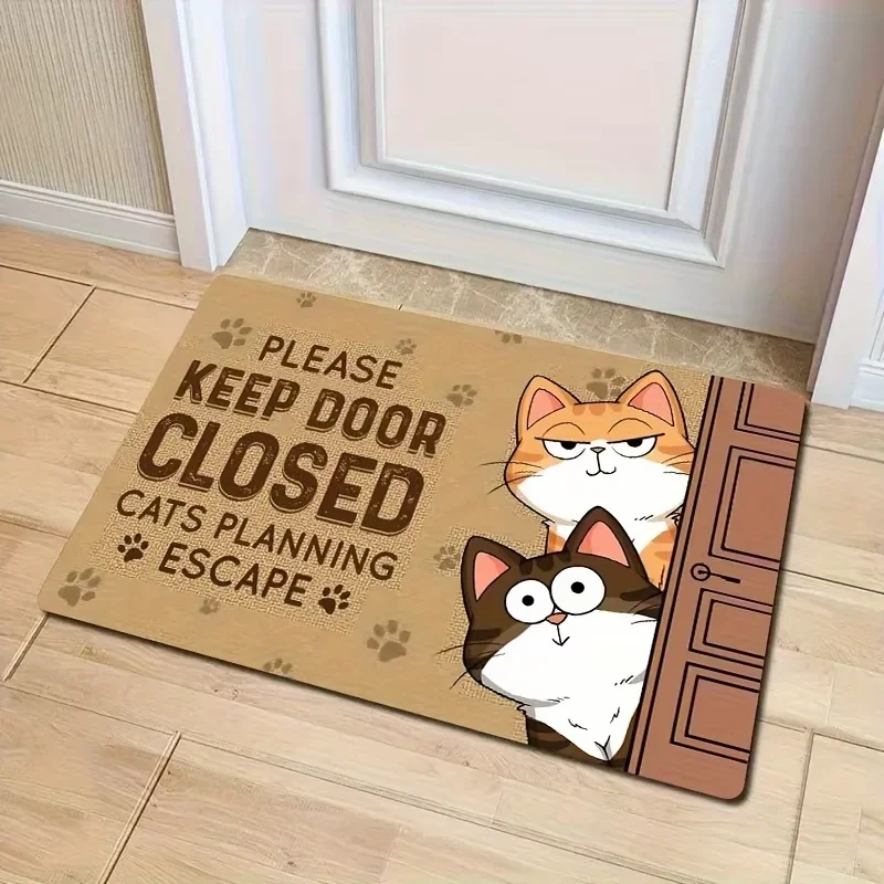 Tapete De Boas-vindas Antiderrapante Com Desenho De Gato (estilo 2, 60x90cm), Em Pelúcia Macia.