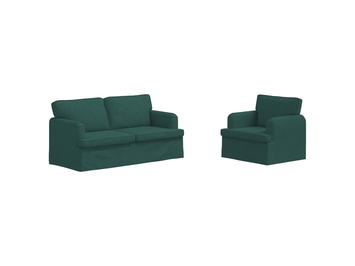 Maison Exclusive - Conjunto De Sofás 2 Unid. Verde Escuro Tecido