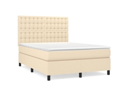Box Spring Bed, Box Spring Beds Vidaxl Creme Tecido (140 X 190 Cm)
