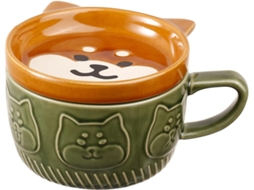 Caneca Fofa Com Tampa Em Formato De Cachorro, Conjunto Porta Copos Para Xícara Café Ou Chá Estampa Animais, Presente Ideal Anivers Aquaforge