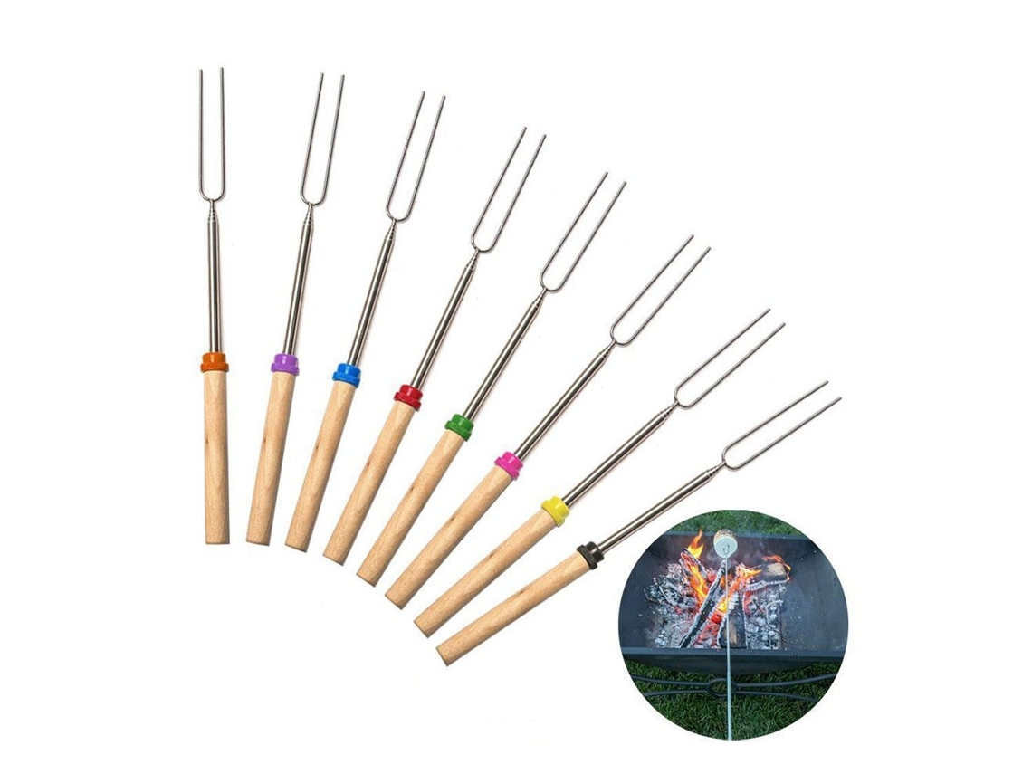 Unidades De Espetos Para Marshmallow, Espetos Telescópicos Em Aço Inoxidável 11,8 32, Para Cachorro Quente, Churrasco, Acampamento, Com Bolsa, 8