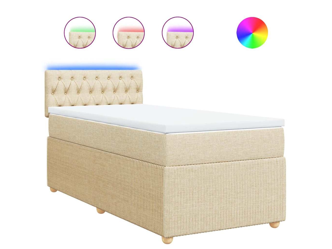 Cama com Molas/colchão 90x190 Cm Tecido Cor Creme MAISON EXCLUSIVE