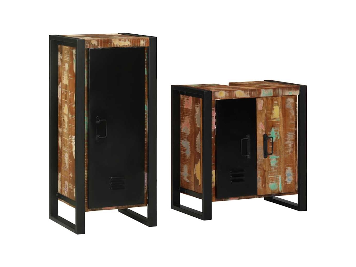Vidaxl Conjunto De Móveis Para Banheiro 2 Unid. Multicolorido E Preto