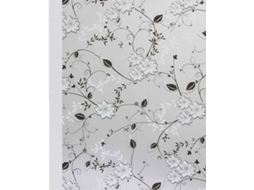 Película Autoadesiva Para Janelas, 50x200 Cm, Vidro Fosco Com Flores, Pvc Preto E Branco, Decorativa E De Fácil Instalação