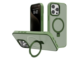 Capa Em Tpu Translúcido, Magnético Com Suporte Para Apple Iphone 16 Pro Max - Verde