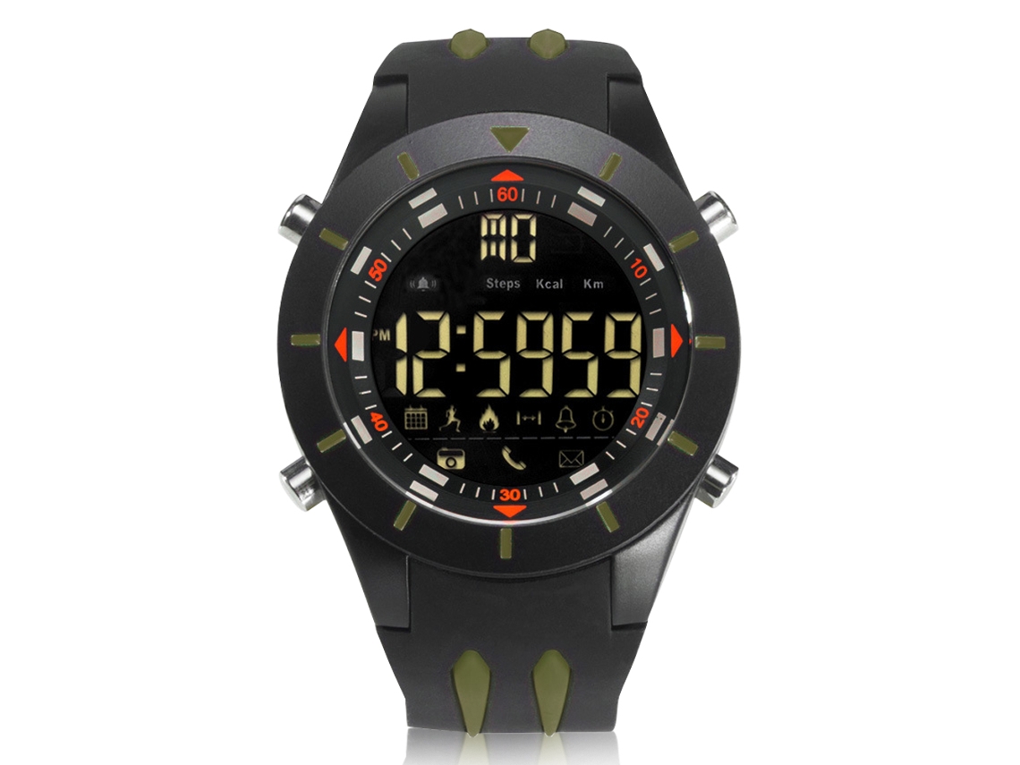Smartwatch esportivo Bluetooth 4.0 com pedômetro e pulseira eletrônica (verde militar)