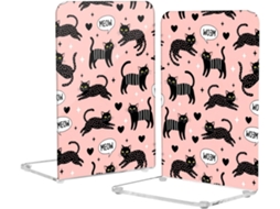 Suportes Para Livros Em Acrílico Rosa Com Bolinhas E Desenho De Gato, Suportes Para Livros Em Formato De L Computador