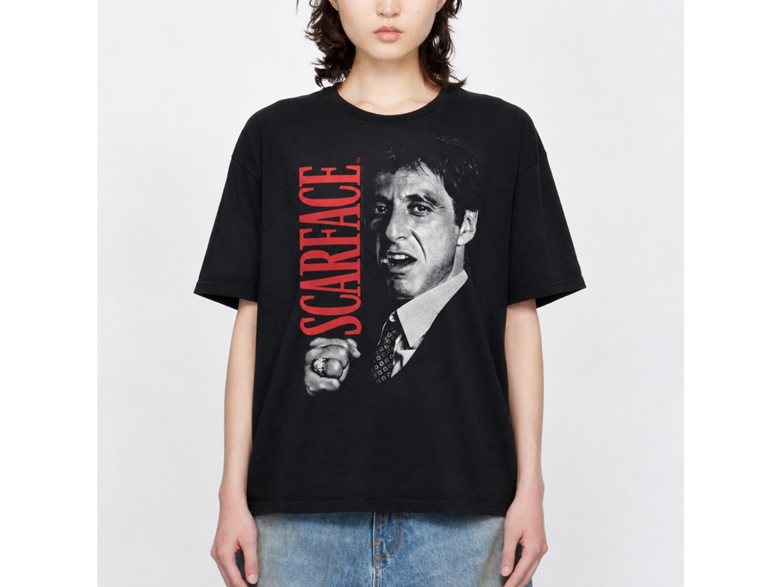 Rockinstone Scarface Movie Tony Close-up Black Adult T-shirt Size:s