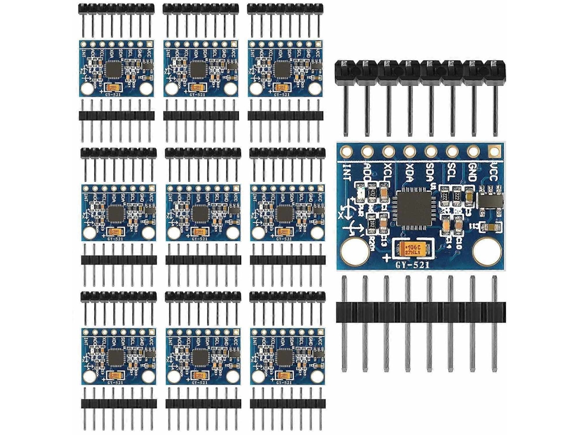 10 Peças 521 Mpu 6050 Módulo Mpu6050, Kit De Módulo Sensor Giroscópio Acelerômetro De 3 Eixos 6 Dof 16 B Wellngs Slowmoose