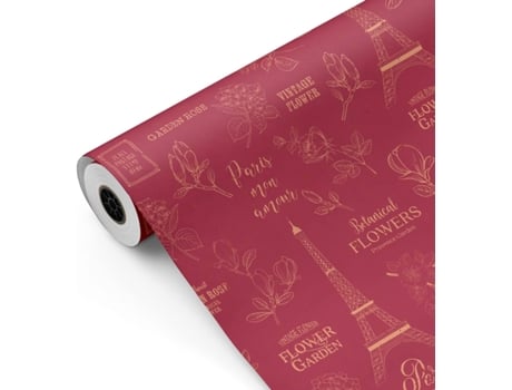 Rolo De Embrulho Para Presente, Rolo Grande 62cm X 100m Cor Granada Modelo Paris Ideal Para Lojas Empresas Lojas Fiesta Paper