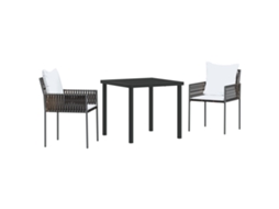 Conjunto 3 De Jantar De Jardim Com Almofadas Vidaxl Castanho Rattan Sintético