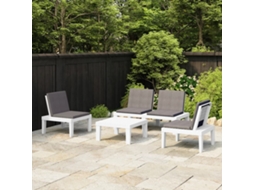 Pcs Conjunto Lounge De Jardim Com Almofadas Plástico Branco Dkd Home Decor