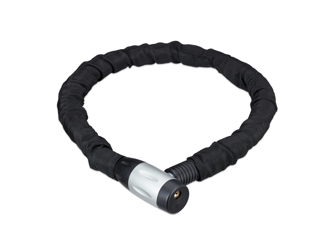 Relaxdays Cadeado De Corrente Para Bicicleta, Moto, 2 Chaves, Seguro, Robusto, 100 Cm, Preto