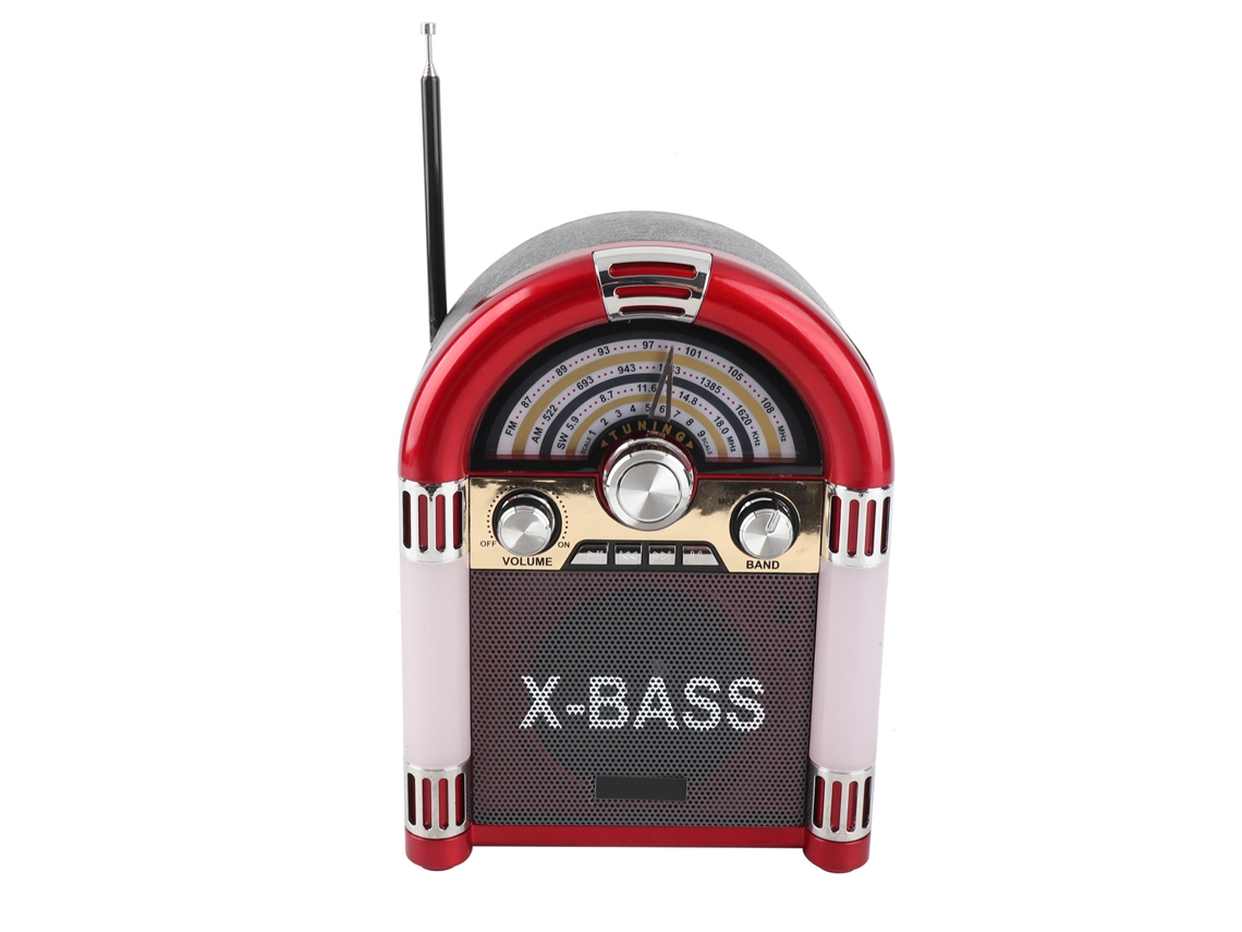 Altifalante Bluetooth LAXISCREED Rádio Fm Am Sw Usb Vermelho