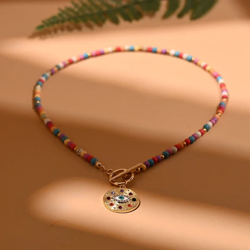 Colar Com Pingente De Pedra Preciosa Colorida De 4 Mm, Colar Feminino