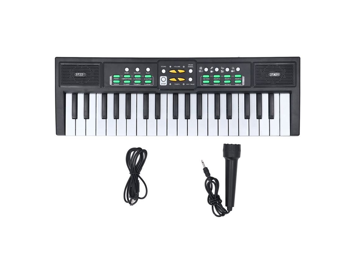 Walshlxq teclado Piano Eléctronico Portátil para Crianças 37 Teclas com Microfone Instrumento Musical Educativo Infantil