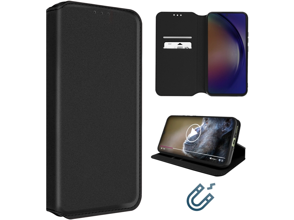 Capa Para Samsung Galaxy A54 5g Ushion Pele Magnética Preto