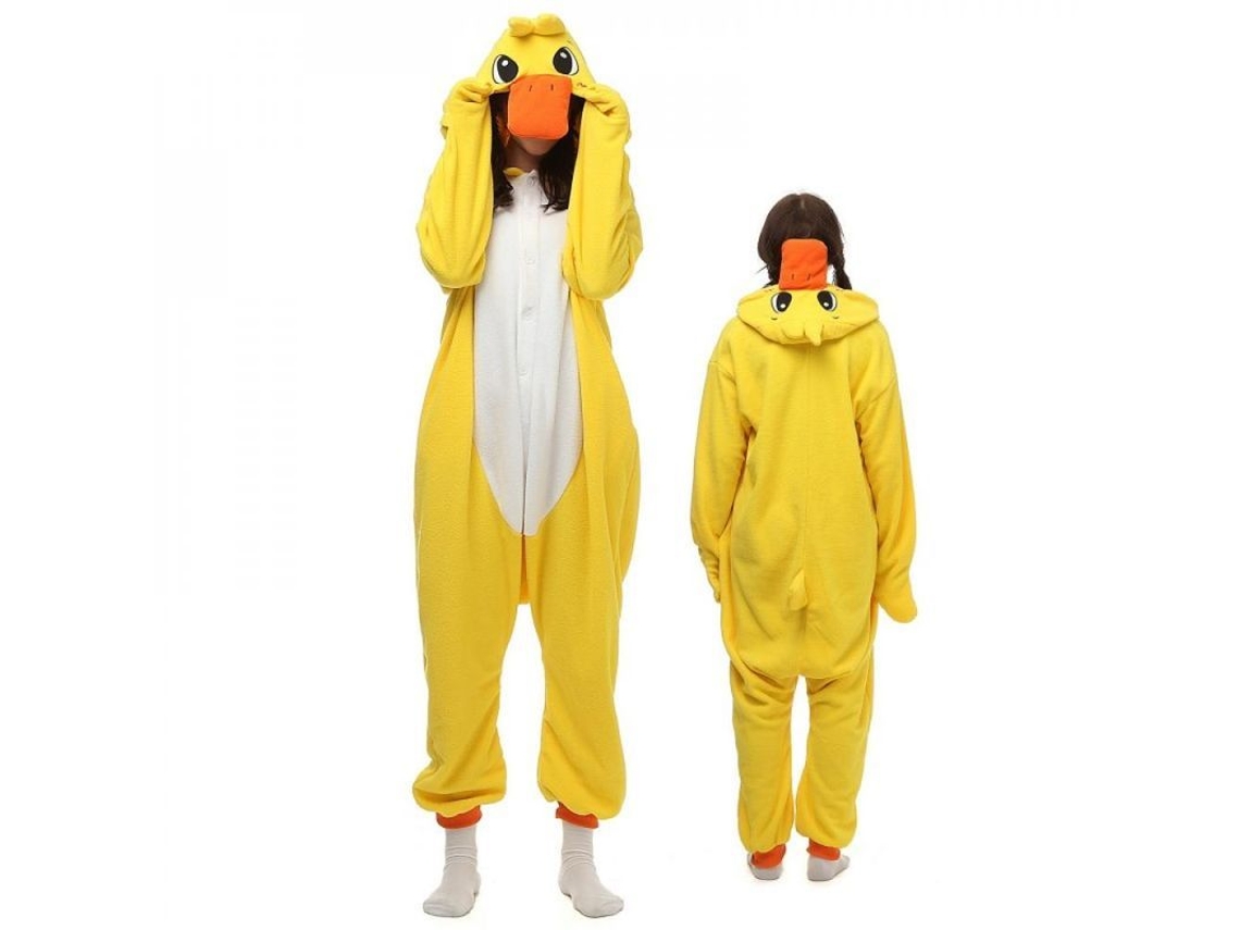 2026 pijama de Pato Amarelo Onesie para Adultos e Crianças Tamanhos S XL e 85 125cm 95