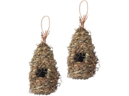 Kit de 2 Casinhas de Pássaros Inoomp Feitas À Mão com Grama Natural,s Às Intempéries, para Pendurar no Jardim e Dentro CHABERLU