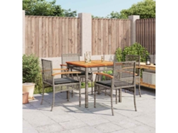 Vidaxl 5 Pcs Conjunto De Jantar P/ Jardim C/ Almofadões Vime Pe Cinza