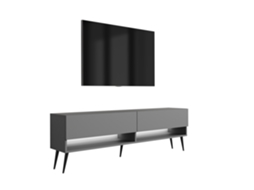 Suporte De Tv 170 Cm Antracite, Pernas Pretas Abertas, Led Branco, 170 × 32 × 52 Cm 3E 3XE LIVING.COM