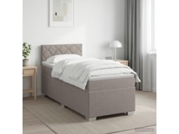 Vidaxl Cama Box Spring Com Colchão E Led Cinzento-acastanhado Tecido