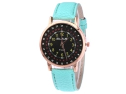Relógio masculino analógico de quartzo para lazer, com pulseira de couro, modelo F322-ma, cor menta.
