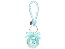 Chaveiro Redondo Azul com Flores Preservadas Creativo