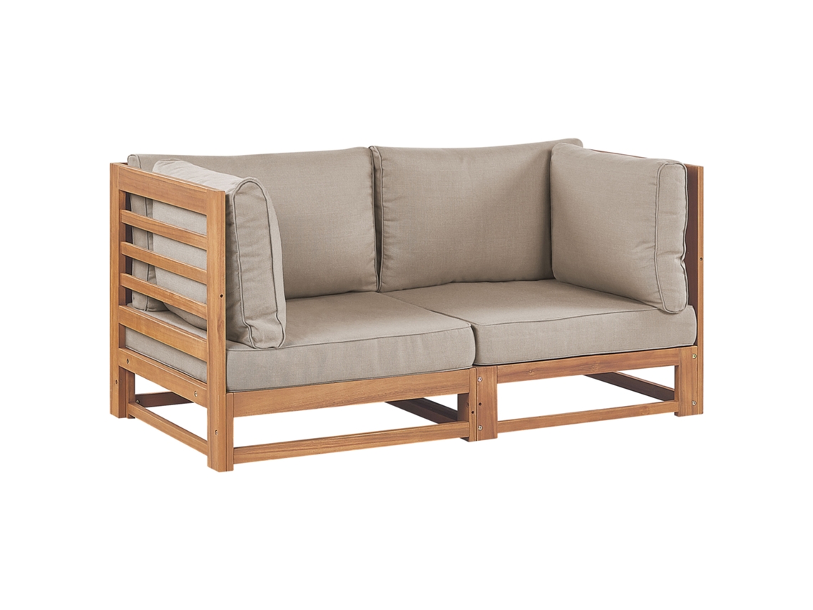Sofá De 2 Plazas Beliani Trani De Madera De Acacia Certificada Marrón 150x75x72