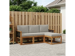 Vidaxl Conjunto De Sofás Para Exterior 4 Pcs Natural E Cinzento-claro
