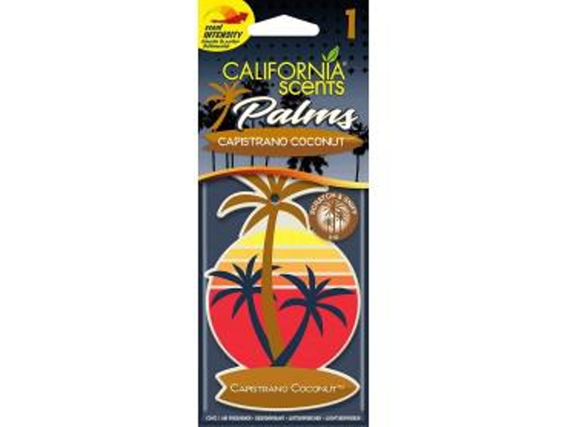 California Scents Ambientador de Coche Fragancia "Palm Tree Capistrano Coconut" Aroma Coco Palmeras de Papel