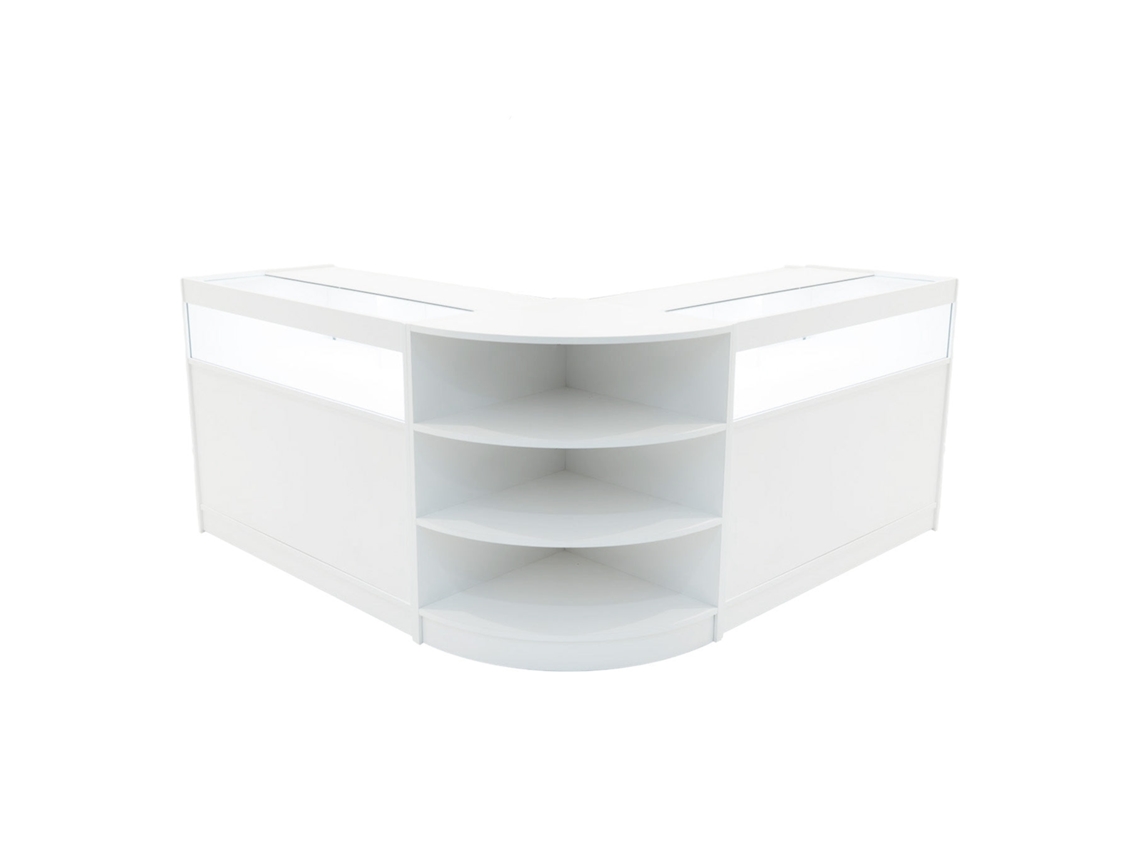 Conjunto de Balcões Comerciais MonsterShop Theseus, Branco, 2xB1200LM60, MDF e Vidro Temperado