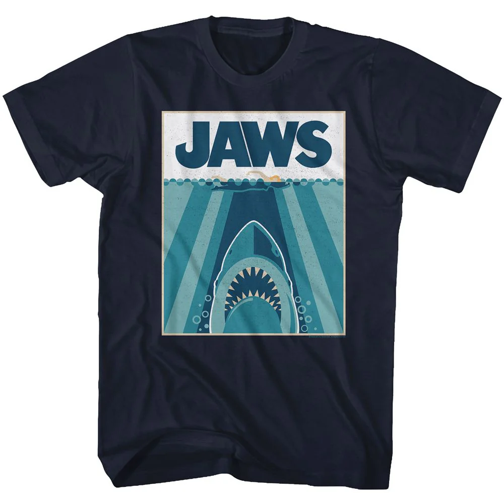Unisex Adult T-shirt Rockinstone Jaws Movie Jaw5441 Navy Sizexxxl