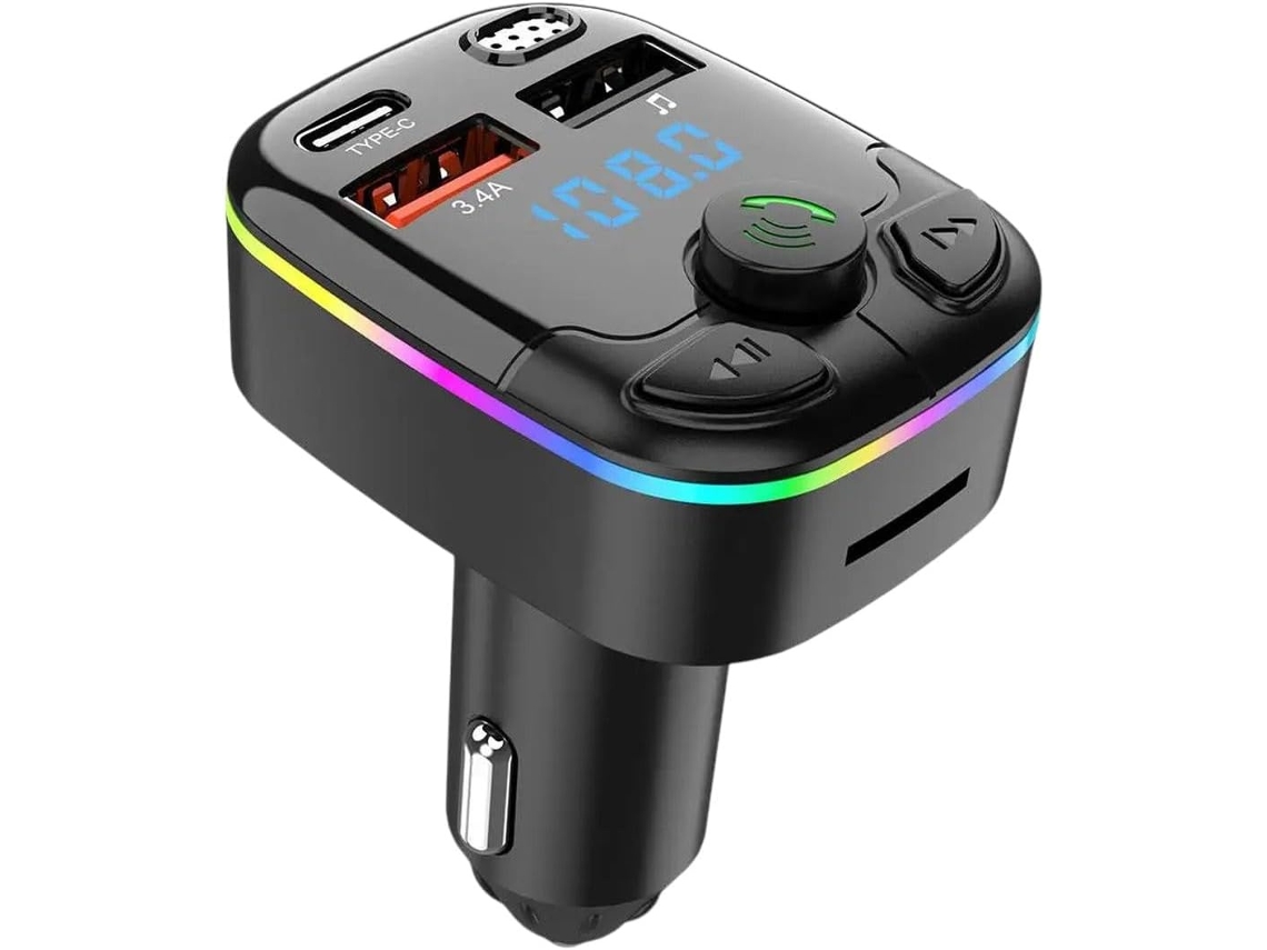 Transmissor Fm Bluetooth Para Carro Com Entrada Aux E Reforço De Graves