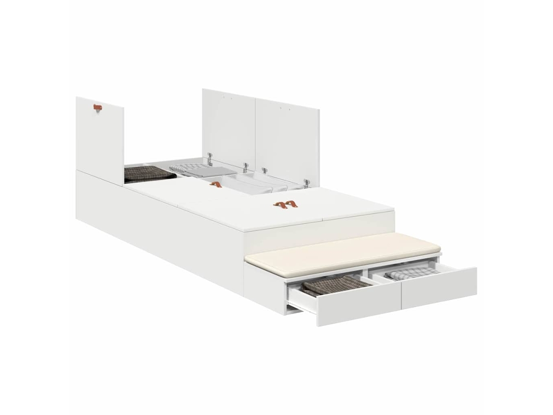 Estrado de Cama com Arrumação Branco 80 cm Madeira Processada MAISON EXCLUSIVE