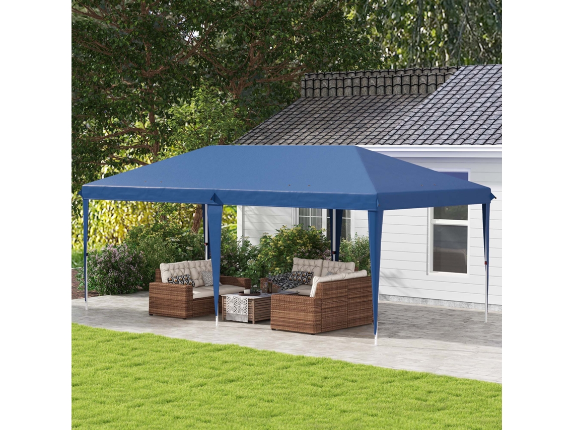 Tenda Dobrável Portátil 6x3m em Tecido Oxford Azul com Bolsa de Transporte | S/MARCA
