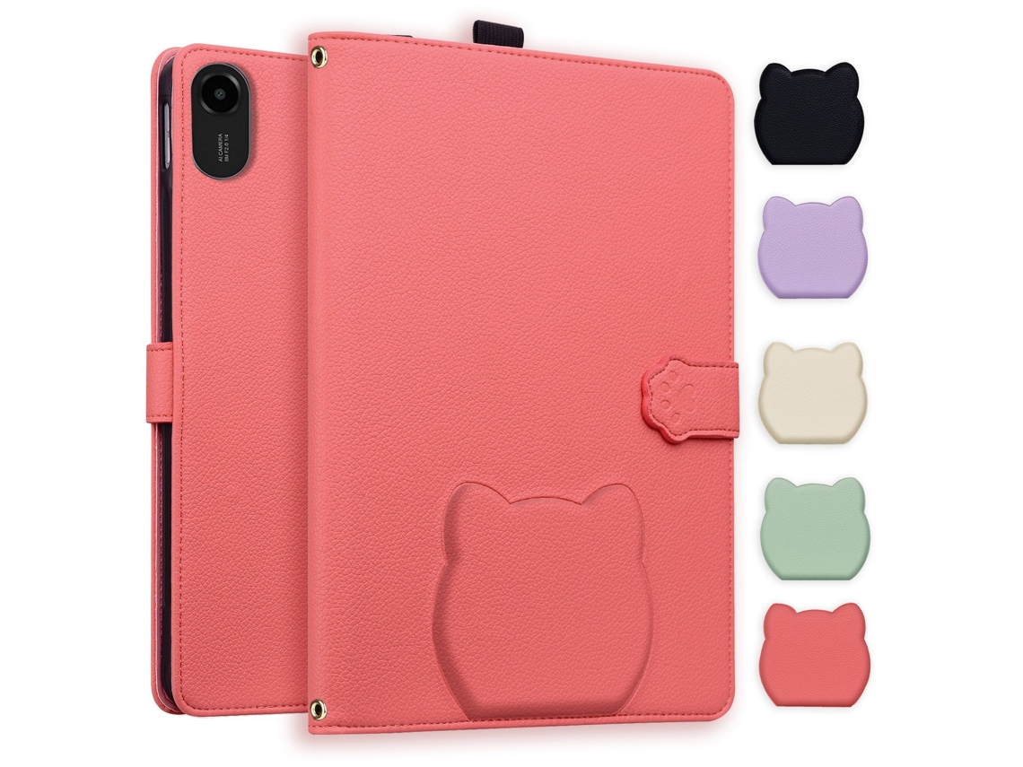 Capa Hexinyigjly Para Redmi Pad Pro De 12,1 Polegadas, Design De Gato, Suporte Multiangular Vermelho
