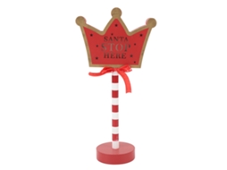 Placa de natal "papai noel pare aqui" com luzes led decorativa de mesa em madeira composta | S/MARCA