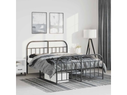 Estrutura De Cama Com Cabeceira E Pés 135x190 Cm Metal Preto