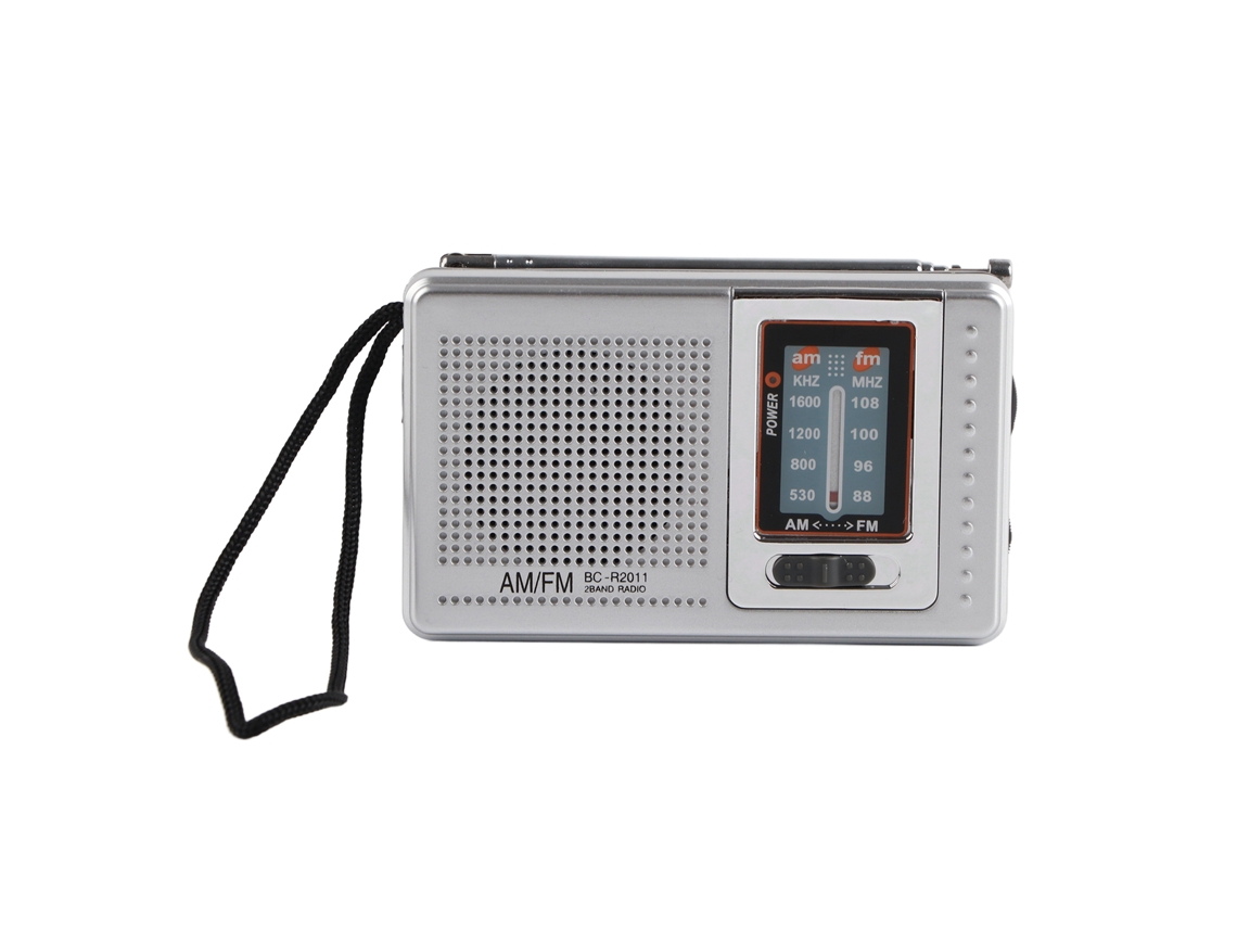 Rádio portátil am/fm com reprodução de cartão de memória, mp3, antena externa, bateria, ergonômico | S/MARCA