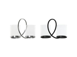 Candelabro Home Esprit Preto Prateado Metal Vidro Conjunto De 2