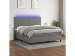 Vidaxl Cama Box Spring C/ Colchão E Led 180x200 Cm Tecido Cinza-escuro