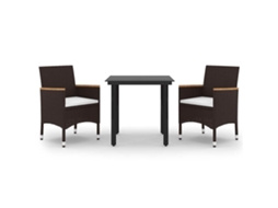 Maison Exclusive - 3 Pcs Conjunto De Jantar P/ Jardim C/ Almofadões Vime Pe/vidro