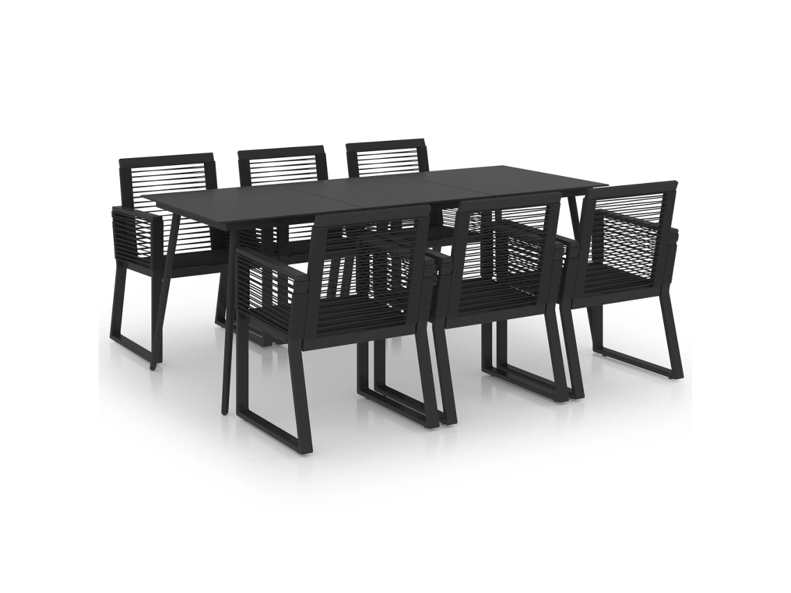Maison Exclusive - 7 Pcs Conjunto De Jantar Para Jardim Vime De Pvc Preto