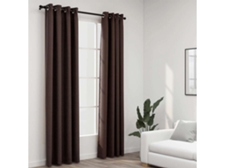 Vidaxl Cortinas Opacas Asp. Linho C/ Ilhós 2pcs 140x225cm Cinza-acast.