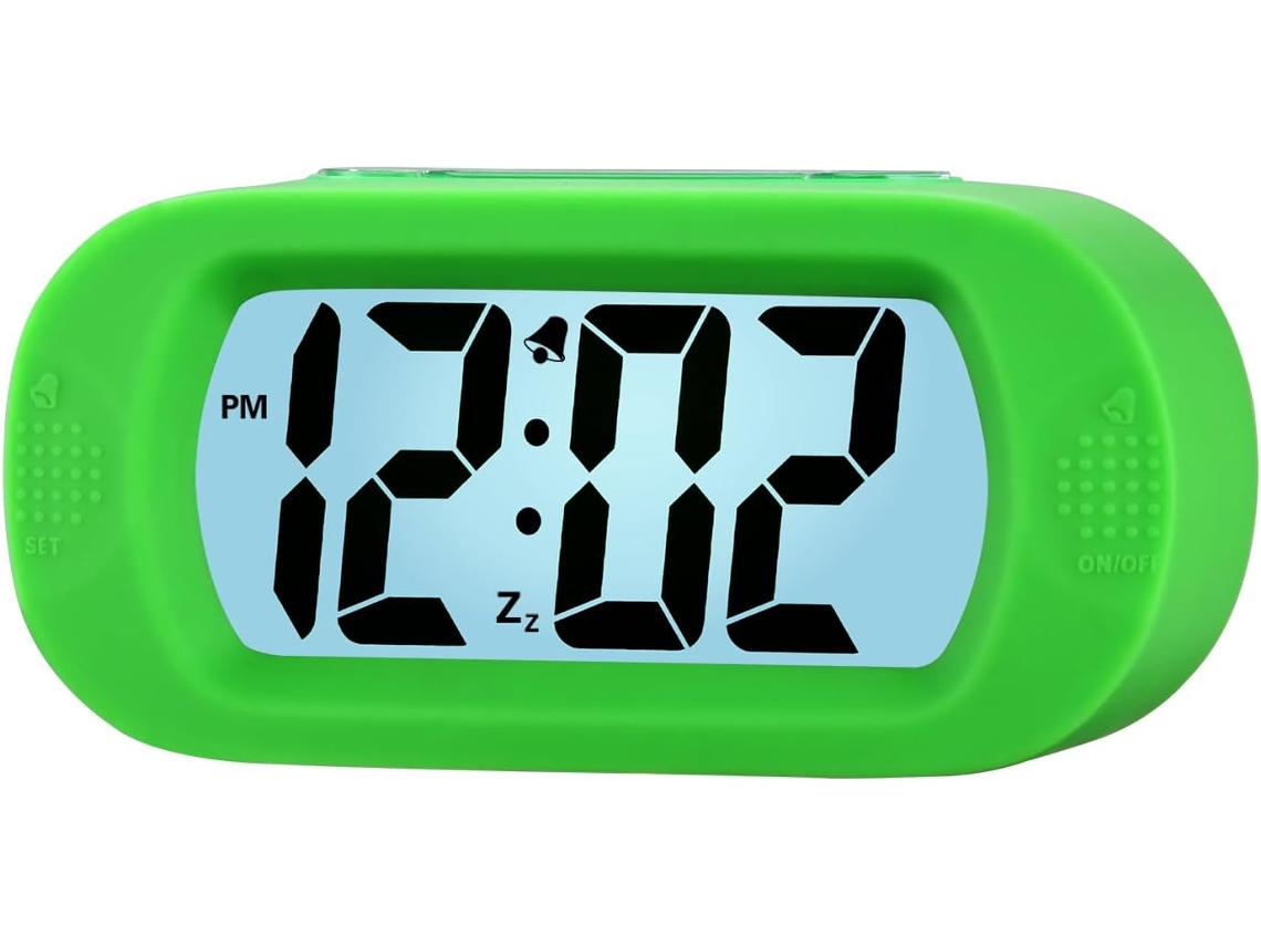 Despertador Infantil Com Visor Digital Lcd Grande, Função De Repetição E Luz De Presença. - Verde