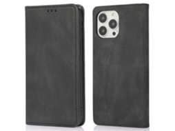 Capa Para Iphone 14 Pro Pele Sintética Anti-choque Magnética Preto