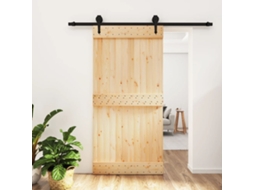 Porta De Correr | Porta Deslizante C/ Ferragens 100x210 Cm Madeira De Pinus Maciça Wsd150013 Lovely Home