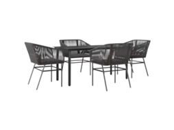 Conjunto de Jantar Jardim 5 Peças com Almofadas e Vidro Vime Pe Preto MAISON EXCLUSIVE