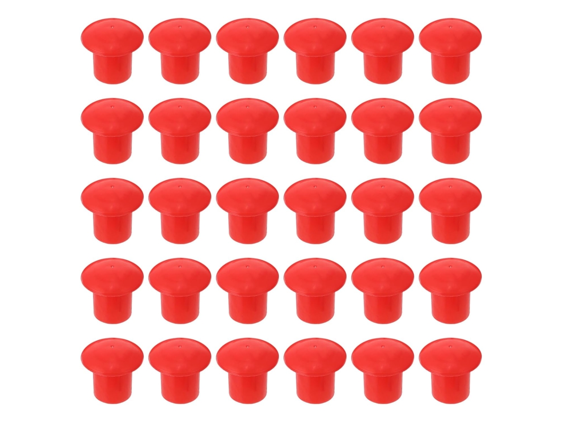 Pacote Com 30 Tampas De Segurança De Plástico Vermelho Para Vergalhão, Formato